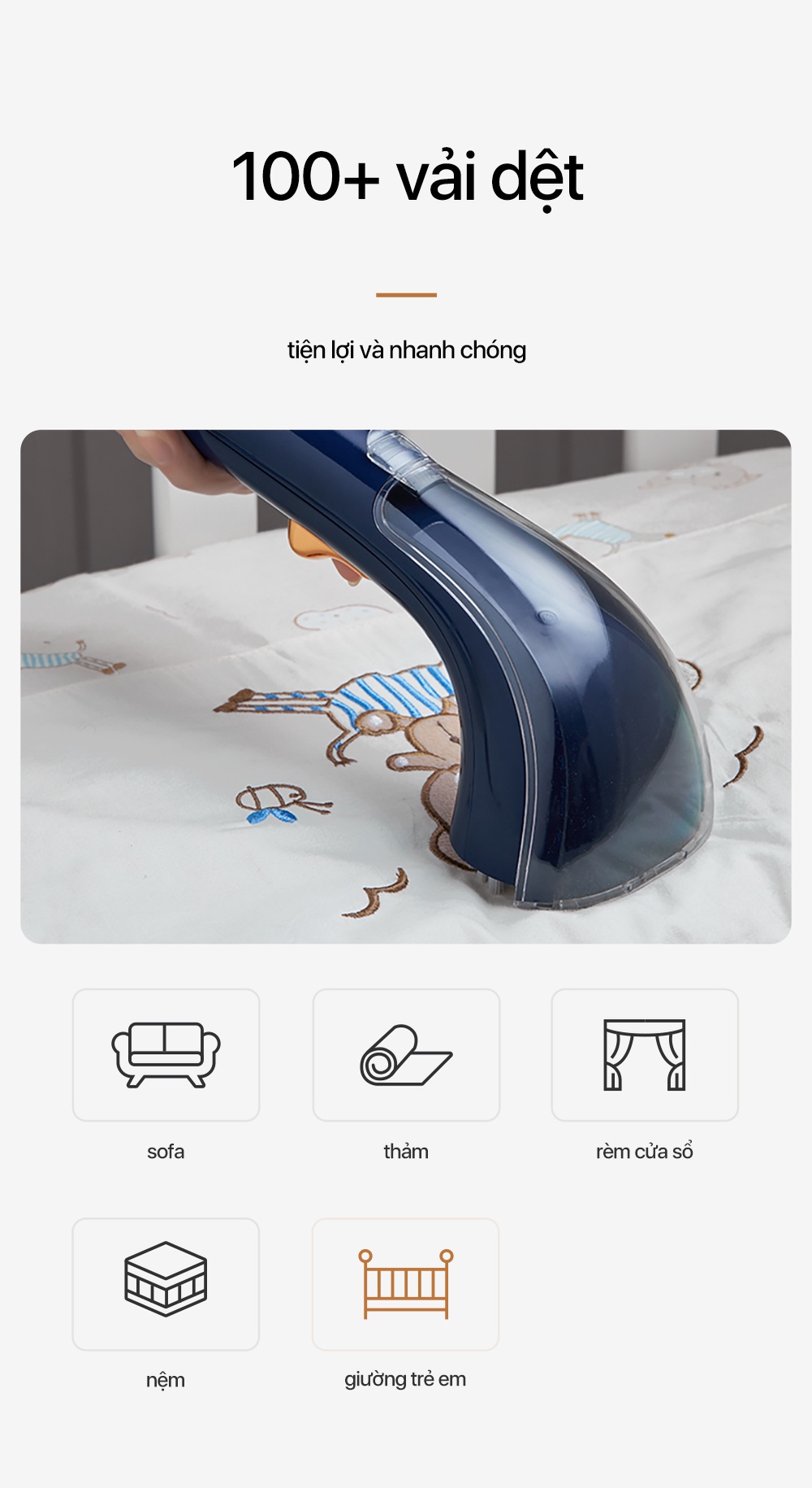 Mô tả Máy giặt cầm tay Deerma BY200 làm sạch thảm, sofa vải, rèm với công nghệ gia nhiệt nước đến 50 độ C - Bảo hành 12 tháng - 7