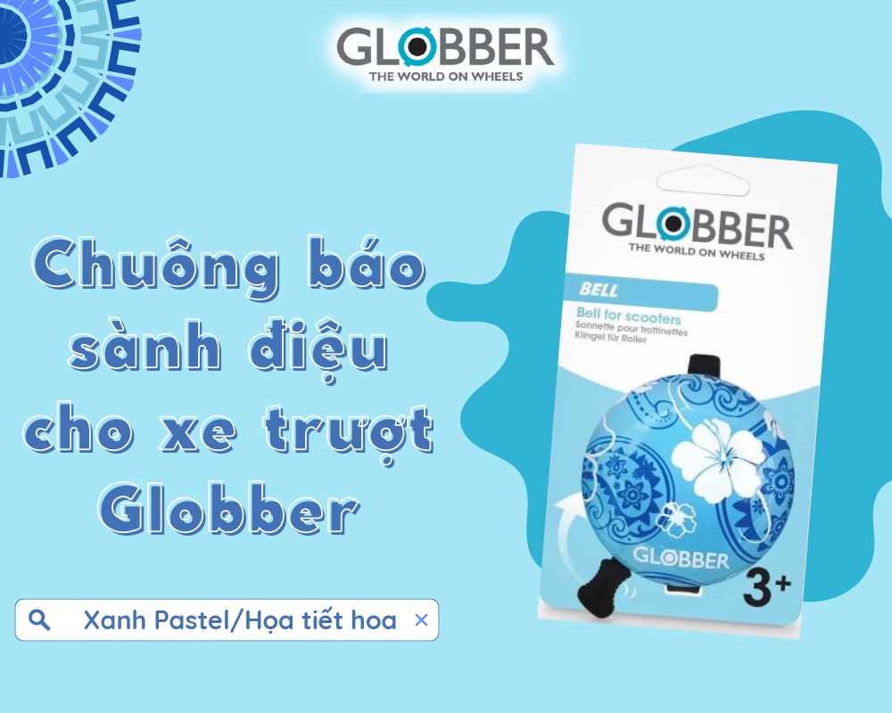 Mô tả Chuông báo sành điệu cho xe trượt Globber - Xanh Pastel/Họa tiết hoa - 1