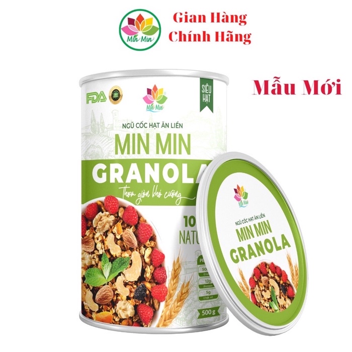 Mô tả Ngũ cốc hạt ăn liền Granola Min Min hộp 500g - 1