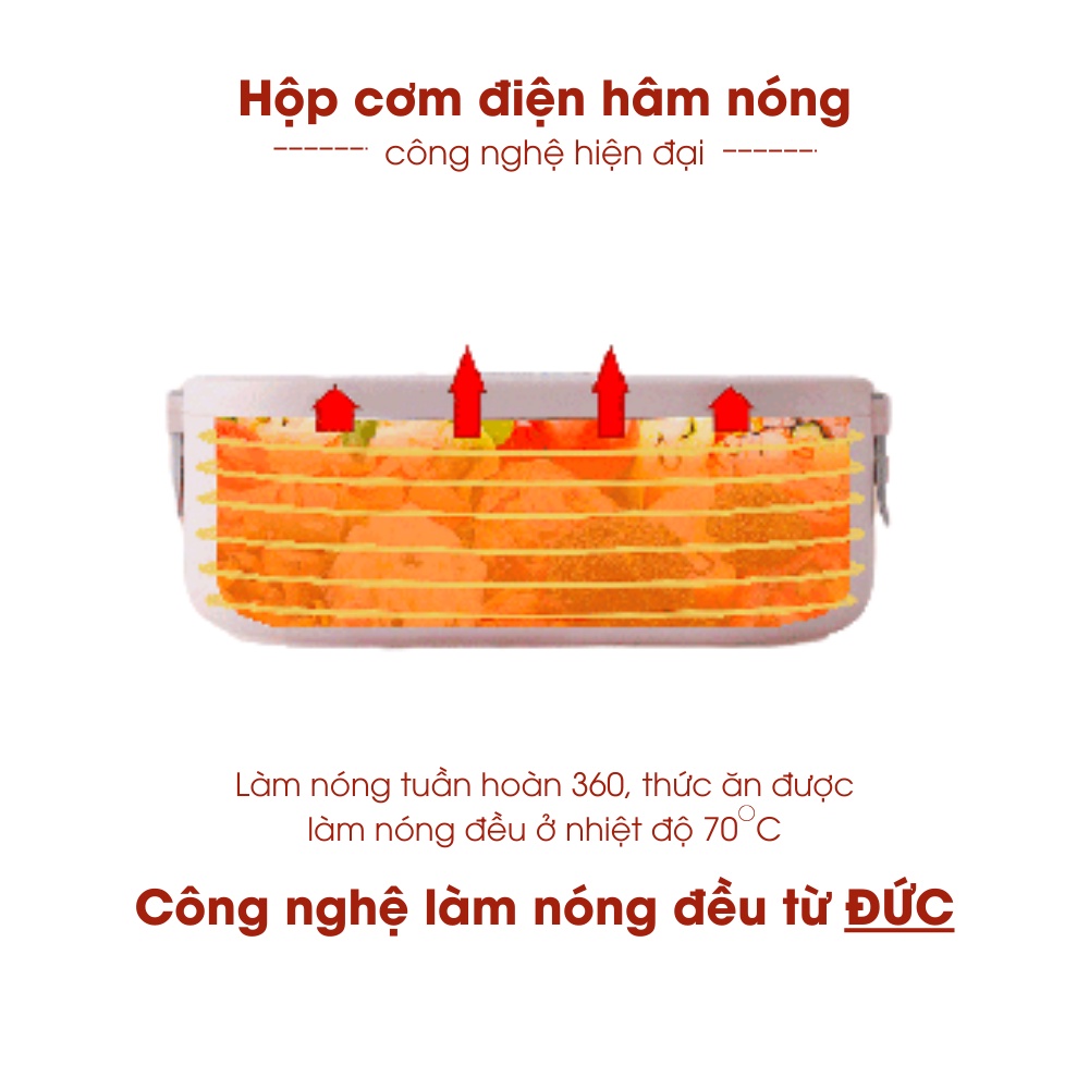 Mô tả Hộp Cơm Cắm Điện Văn Phòng VIFIBA Hâm Nóng và Giữ Nhiệt, có 3 Ngăn, Tay Cầm Dễ Mang Đi - 4