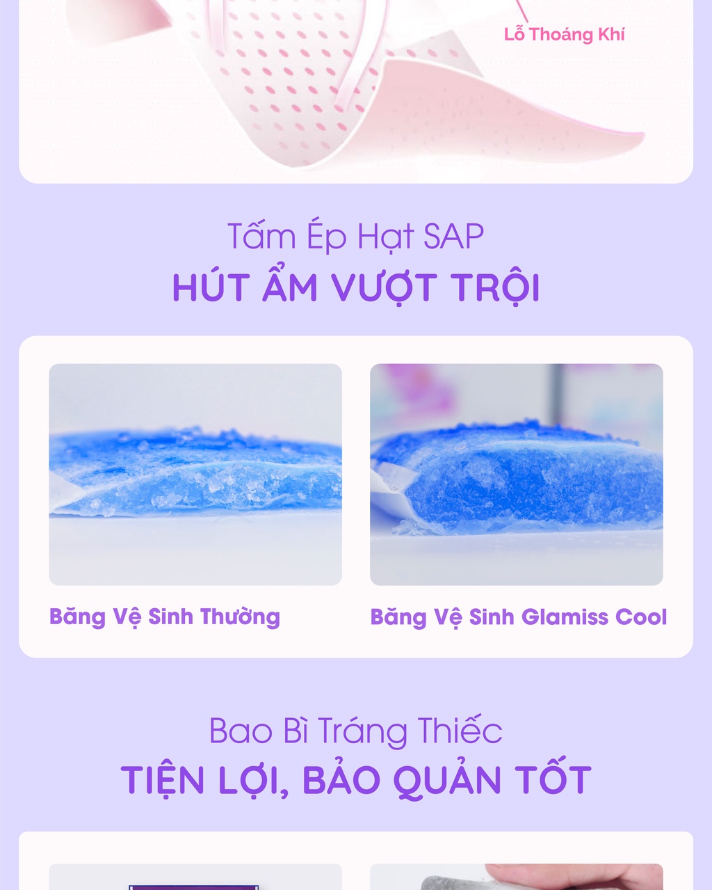 Mô tả Combo 2 gói băng vệ sinh thảo dược Glamiss Cool ban ngày 24.5 cm siêu thấm - 3
