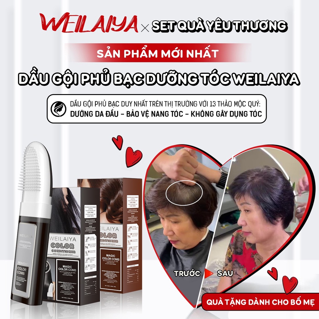 Mô tả Dầu Gội Đen Tóc Phủ Bạc Weilaiya 100ml - màu Đen Tự nhiên - Không hôi - Không xót da đầu - 3