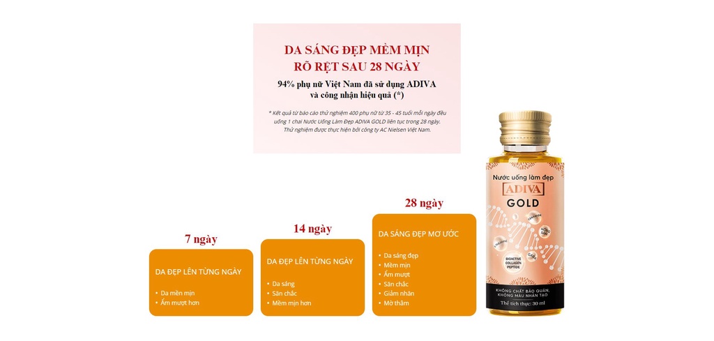Mô tả Combo 2 Hộp Nước Uống Làm Đẹp Collagen ADIVA (28 Chai) + 1 Hộp Viên Uống Trắng Da ADIVA White 60 Viên - 4