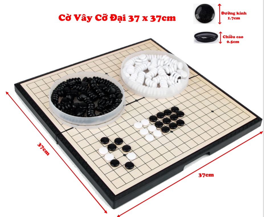 Mô tả Bộ cờ vây nam châm cỡ lớn 37x37cm kiêm cờ ca rô có bàn là hộp đựng chính hãng Amalife - 3