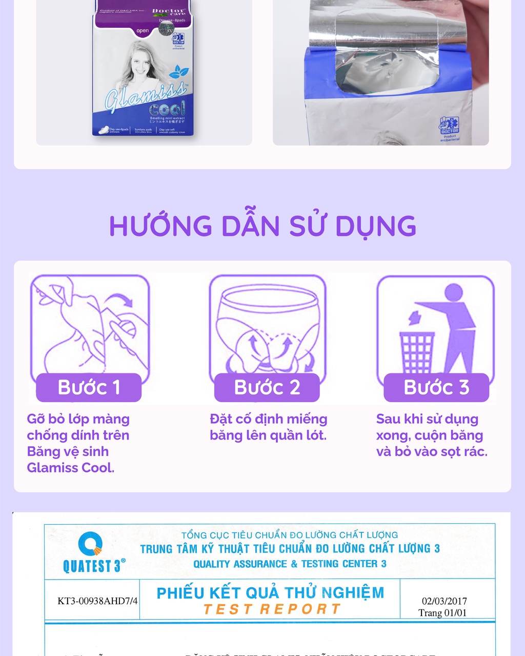 Mô tả Combo 2 gói băng vệ sinh thảo dược Glamiss Cool ban ngày 24.5 cm siêu thấm - 4