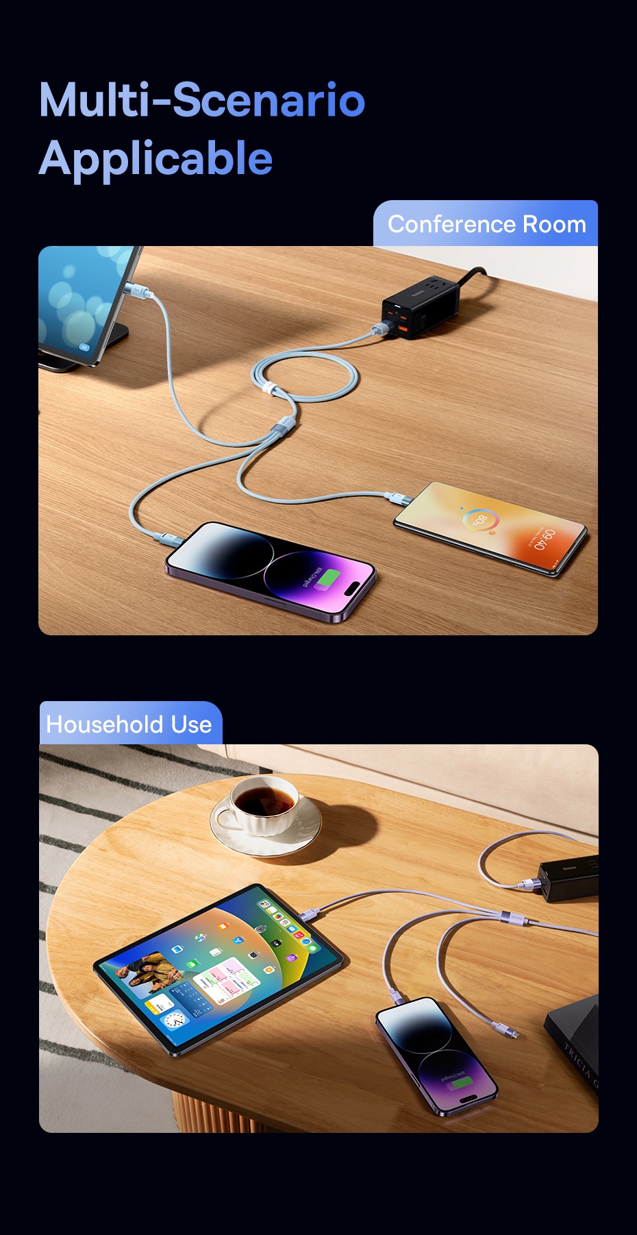 Mô tả Cáp sạc BASEUS 3 trong 1 micro USB type C thích hợp cáp sạc nhanh cho ip 14 13 12 pro max 3.5a Samsung Xiaomi Redmi - 10