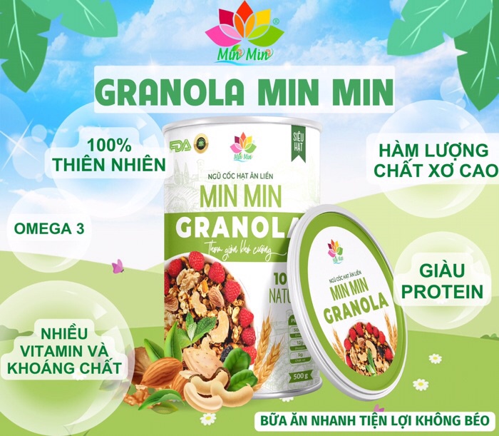 Mô tả Ngũ cốc hạt ăn liền Granola Min Min hộp 500g - 5