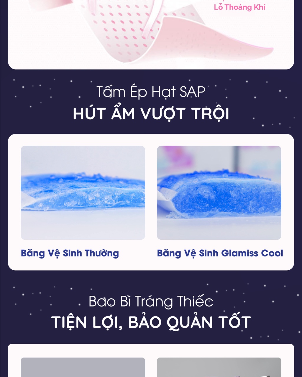 Mô tả Combo 3 gói băng vệ sinh thảo dược Glamiss Cool ban đêm 33.5 cm - 3