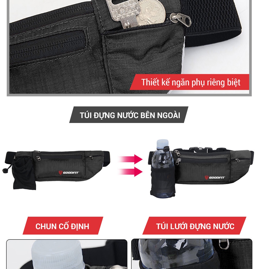Mô tả Đai chạy bộ, túi đeo hông chạy bộ đựng điện thoại chống nước GoodFit GF108RB - 10