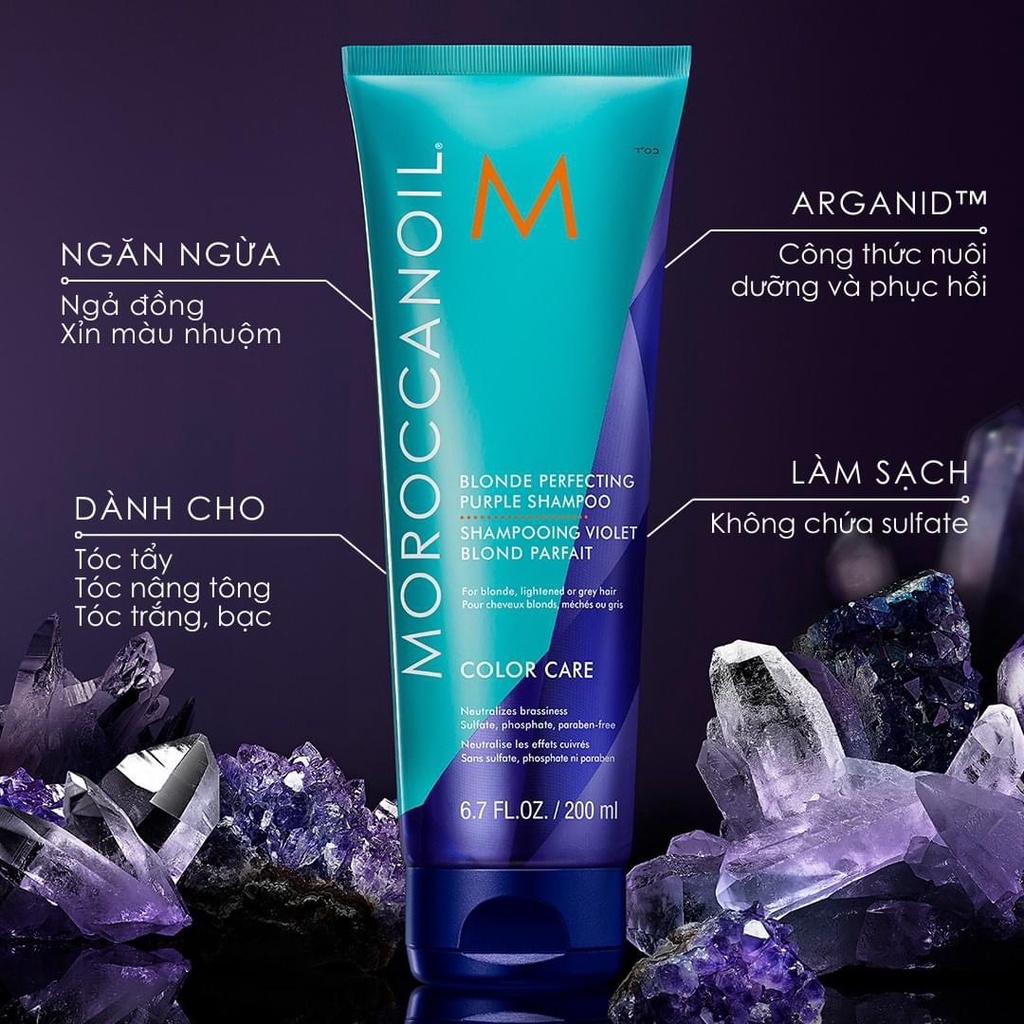 Dầu gội tím khử vàng Moroccanoil Blonde Perfecting Purple 200ML - Minh Ngọc Xshop
