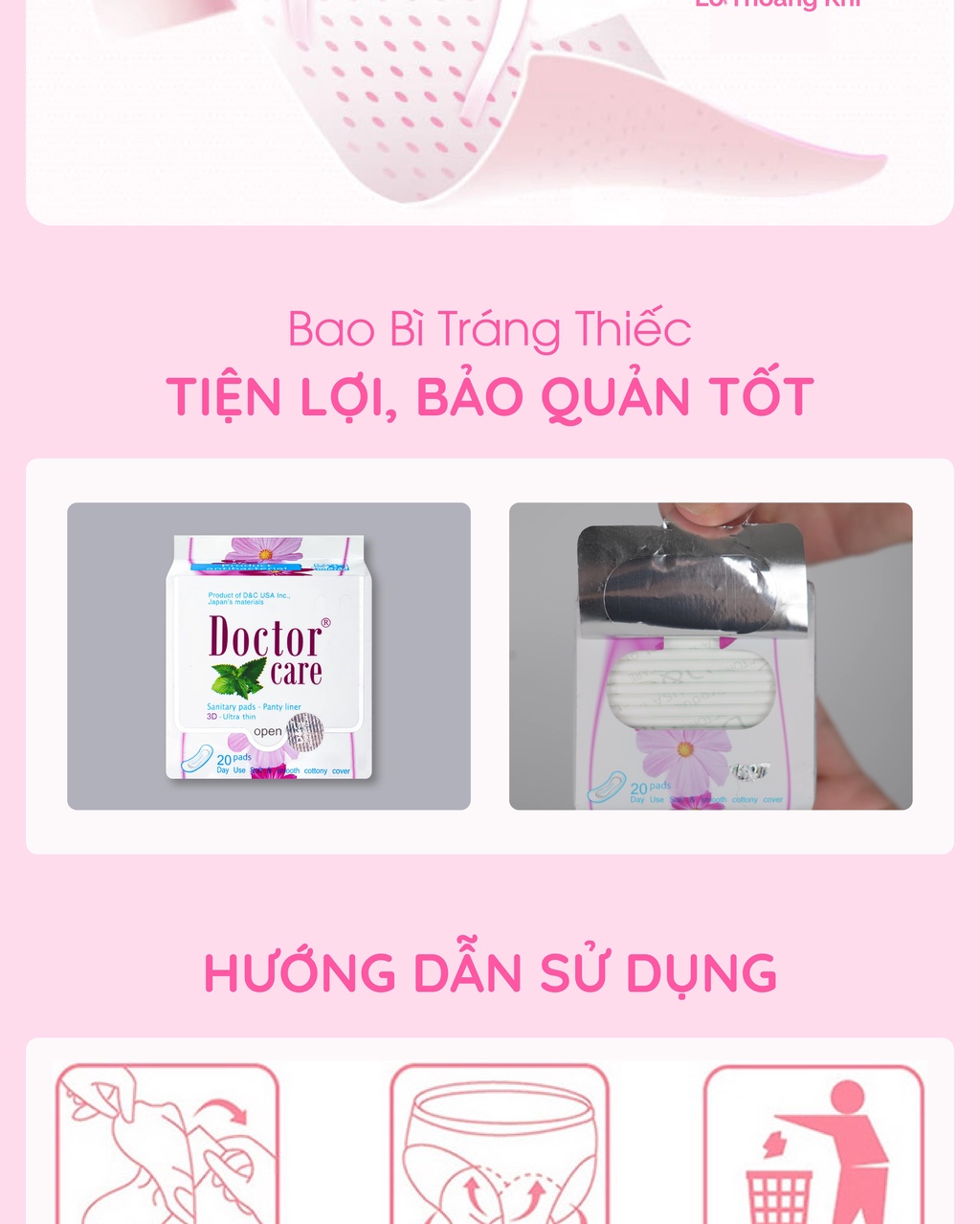 Mô tả Băng vệ sinh thảo dược D&C Doctor Care hàng ngày 16 cm Combo 6 gói - 3