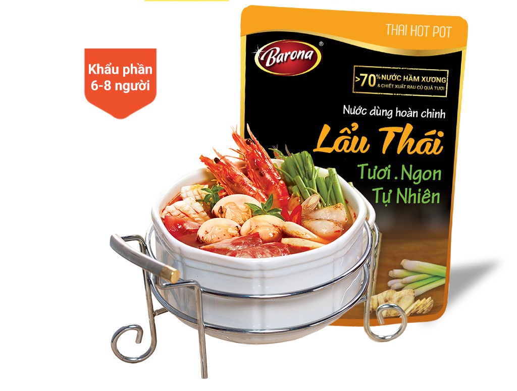 Mô tả Combo 3 Gói Nước Dùng Lẩu Thái Barona 180 tươi ngon chuẩn vị không cần nêm nếm[Tặng 1 Gói Tôm Rang Thịt 80g,HSD:11/2025] - 2