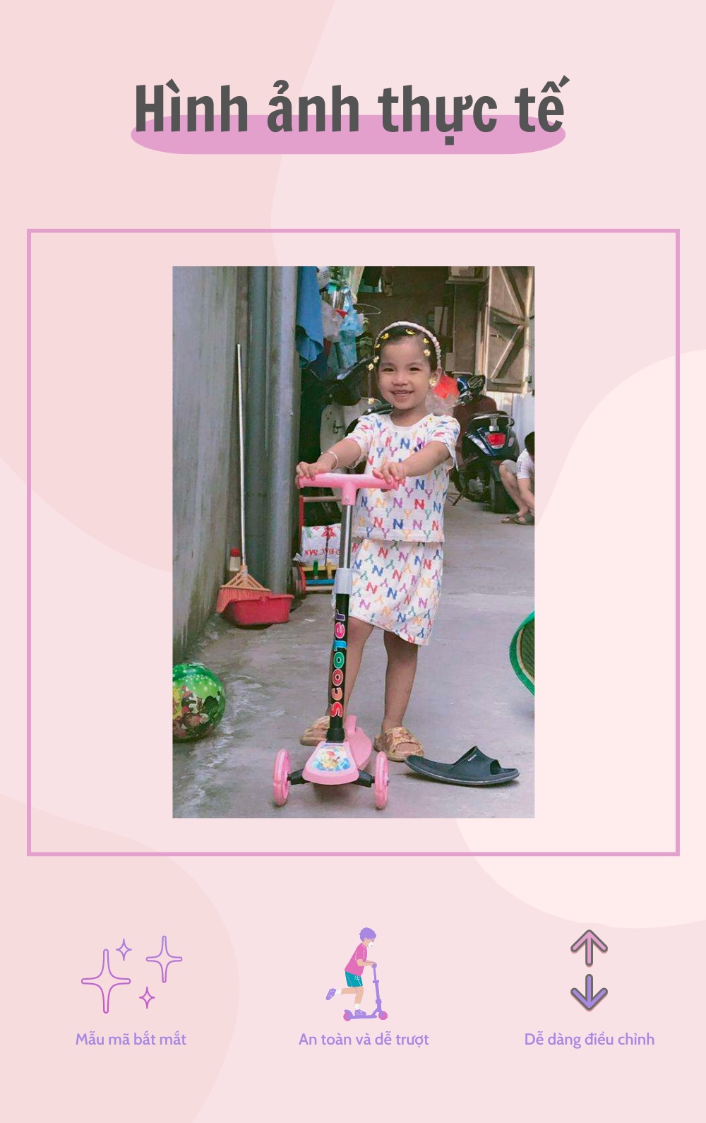 Mô tả Xe Scooter Cho Bé Cougar-HY01[Centosy] Họa Tiết Ngộ Nghĩnh, Bánh Có Đèn Phát Sáng - 3
