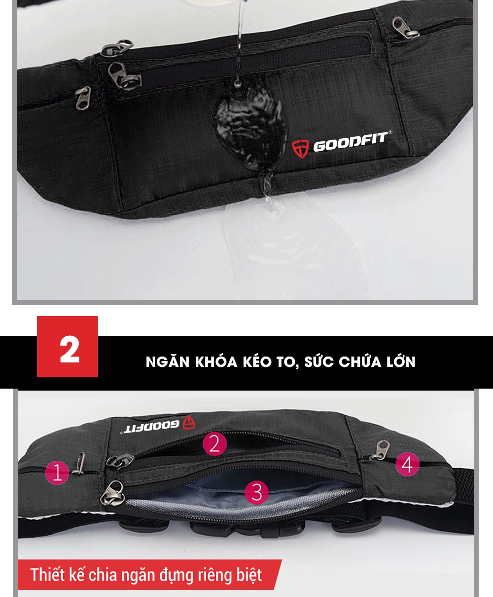 Mô tả Đai chạy bộ, túi đeo hông chạy bộ đựng điện thoại chống nước GoodFit GF108RB - 6