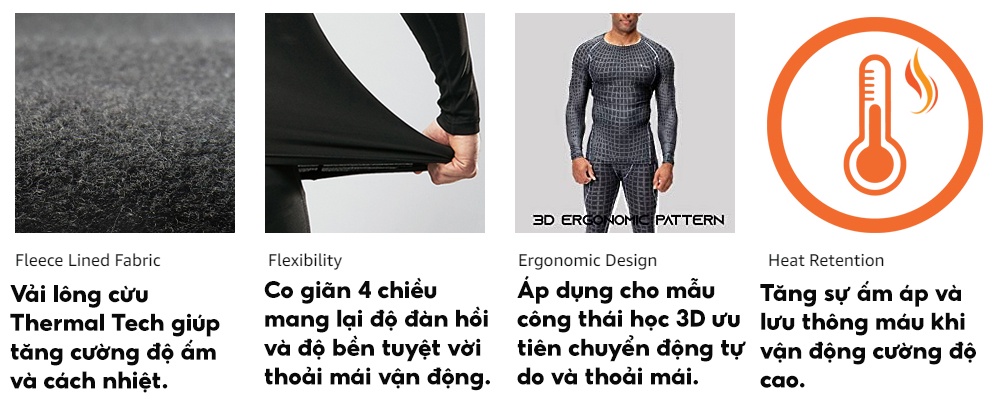 Mô tả Bộ giữ nhiệt nam LÓT LÔNG cừu nhẹ mềm mịn thoáng khí mặc bên trong cực ấm - 1