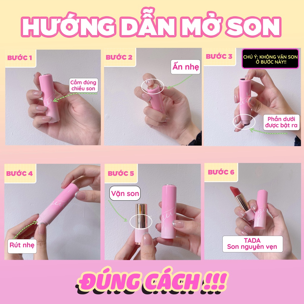 Mô tả Son Dưỡng Hồng Dâu Có Màu Mờ Thâm Hồng Môi 0% chì - 0% Silicones GUO 5gr - 9