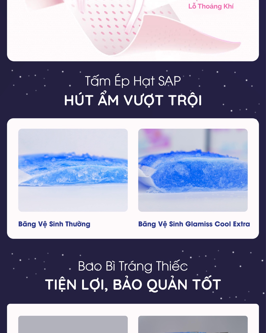 Mô tả Combo 6 gói Băng vệ sinh thảo dược Glamiss Cool Extra ban đêm 33,5 cm - 3