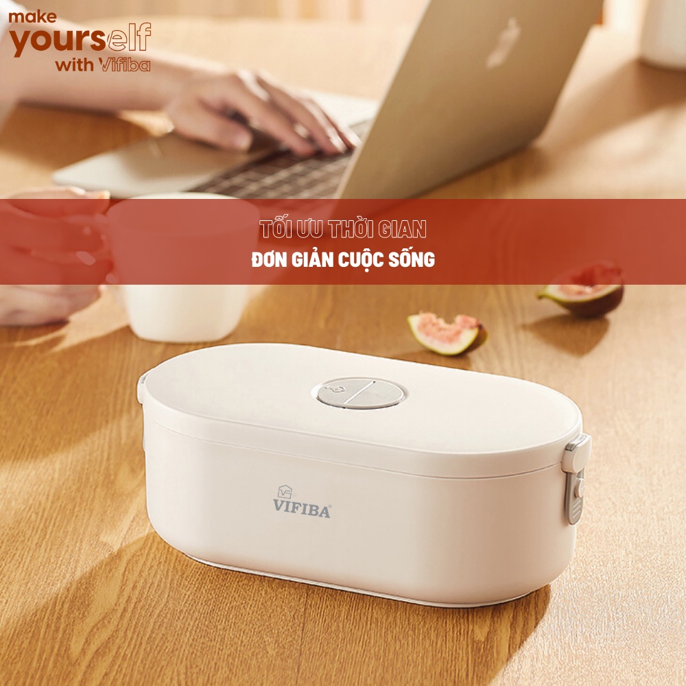 Mô tả Hộp Cơm Cắm Điện Văn Phòng VIFIBA Hâm Nóng và Giữ Nhiệt, có 3 Ngăn, Tay Cầm Dễ Mang Đi - 9