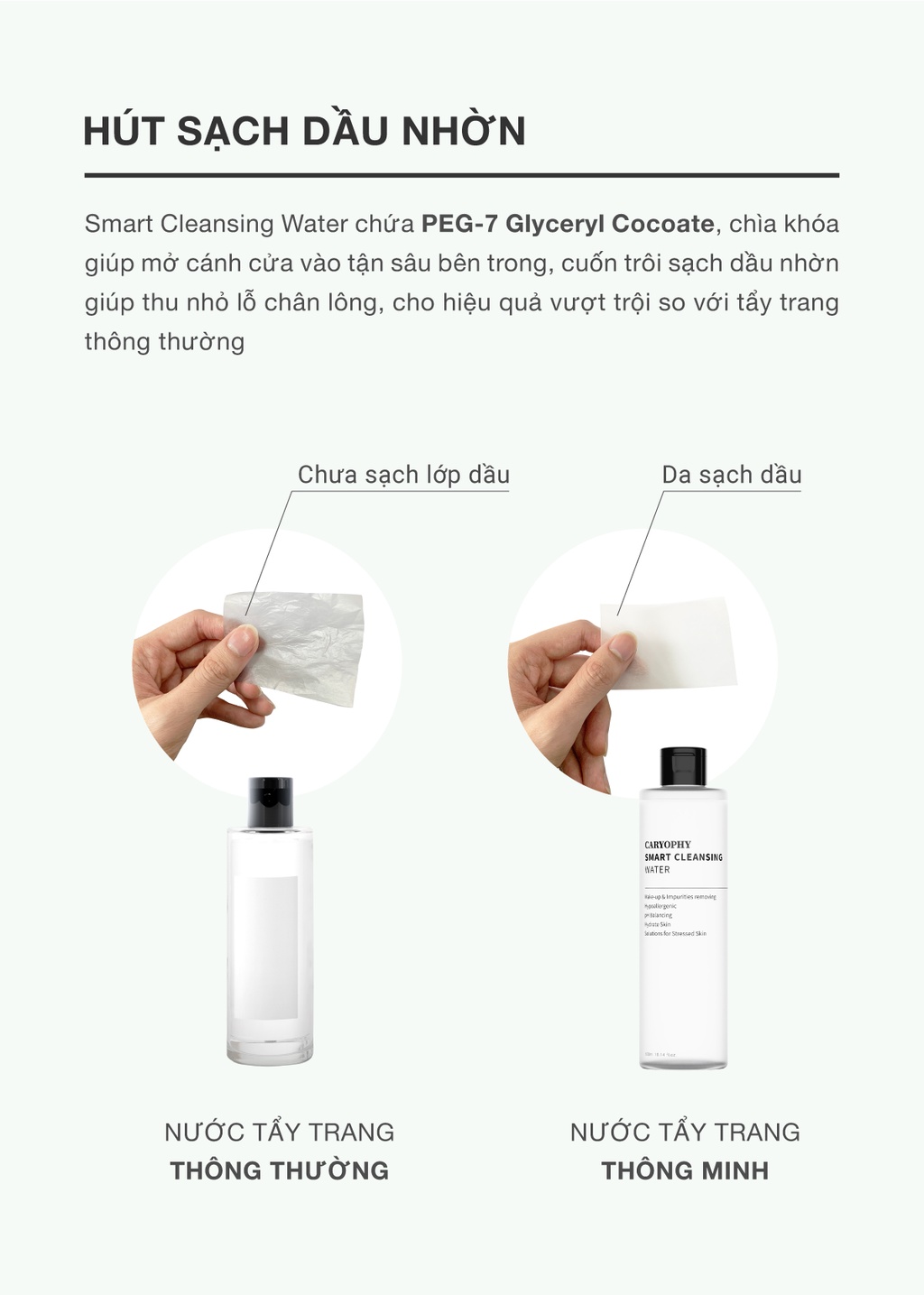 Mô tả Nước tẩy trang Caryophy 500ml cho da mụn nhạy cảm Smart Cleansing Water - 5