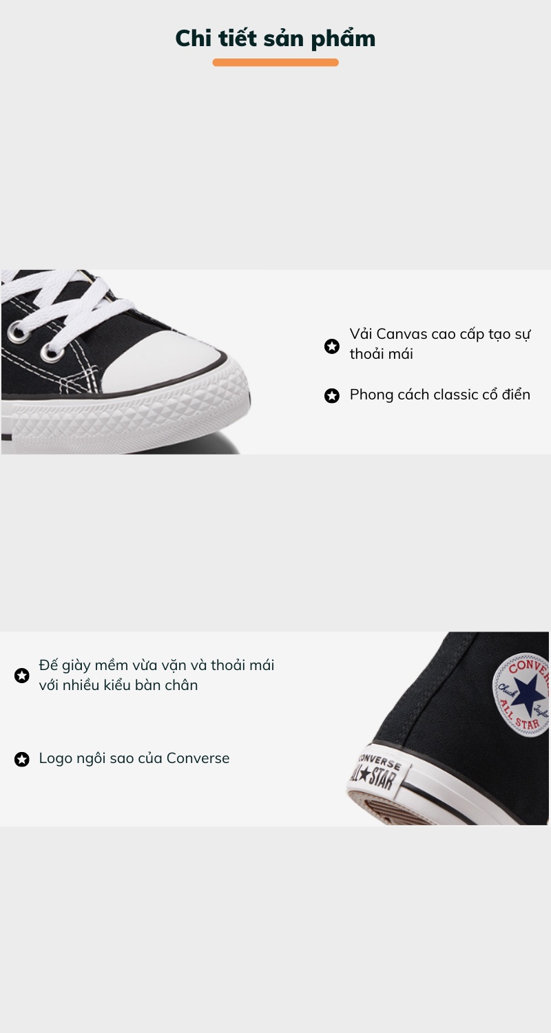 Mô tả Giày Converse Chuck Taylor All Star Classic Đen Cao Cổ 121186 - 3