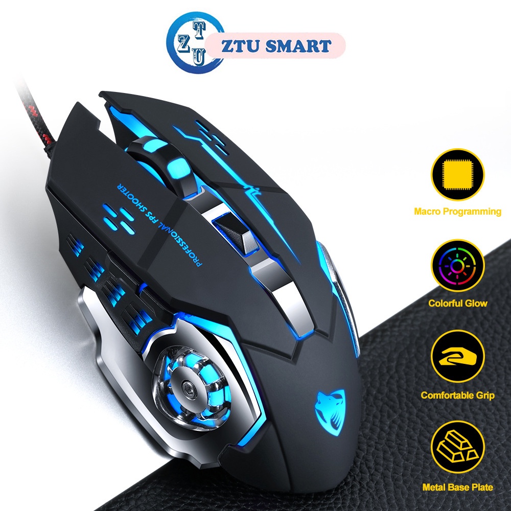 Mô tả Chuột máy tính có dây văn phòng gaming ZTU Smart V6 led RGB giá rẻ DPI 3600 chơi game cho laptop PC - 1