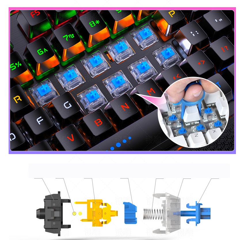 Mô tả Bàn phím cơ ZTU Smart K100 chơi game 104 phím có LED có kê tay chống mỏi, núm điều chỉnh âm thanh thuận tiện - 4