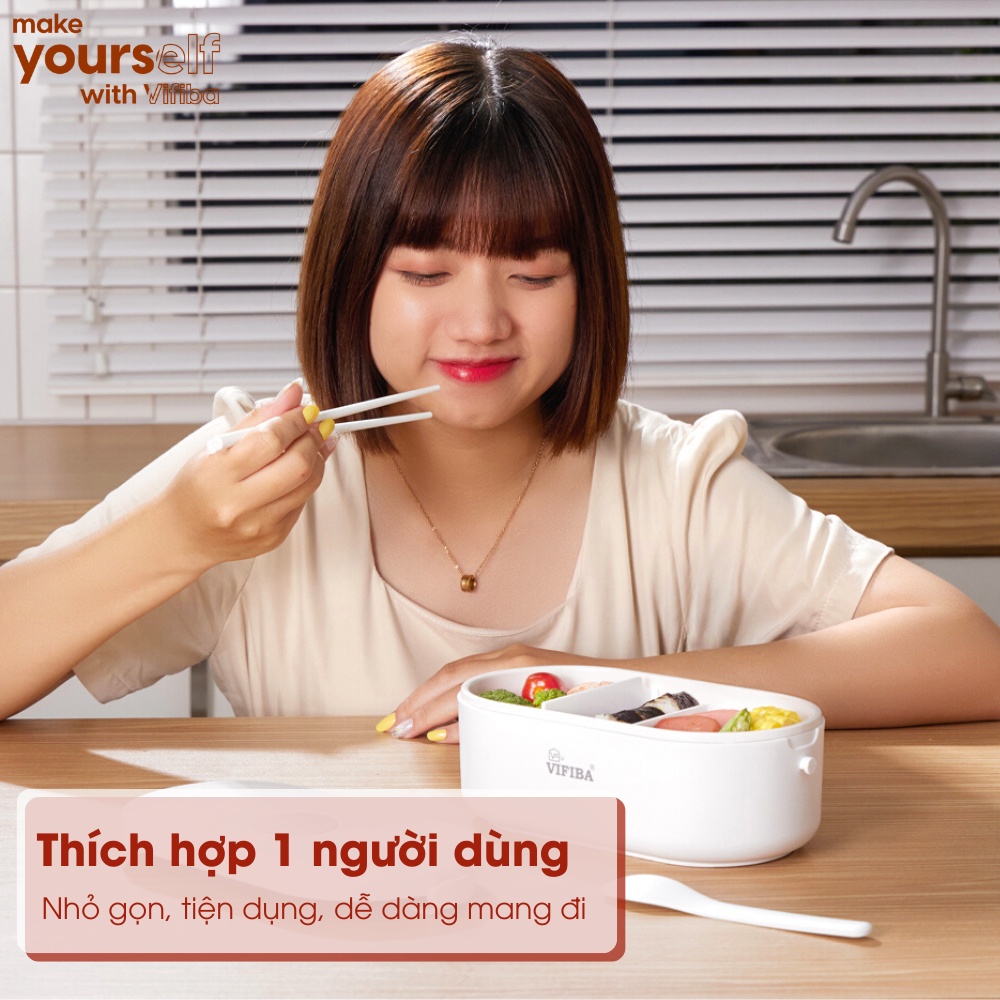 Mô tả Hộp Cơm Cắm Điện Văn Phòng VIFIBA Hâm Nóng và Giữ Nhiệt, có 3 Ngăn, Tay Cầm Dễ Mang Đi - 7