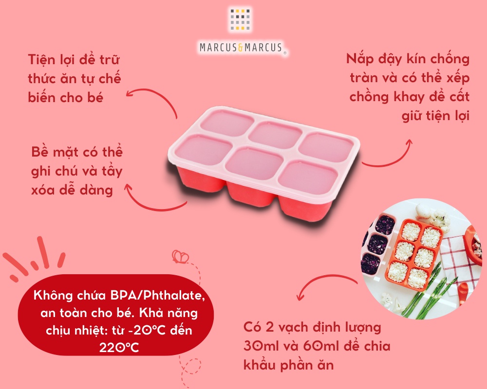 Mô tả Khay Silicon Trữ Đông Đồ Ăn Dặm Cho Bé Marcus & Marcus - 2