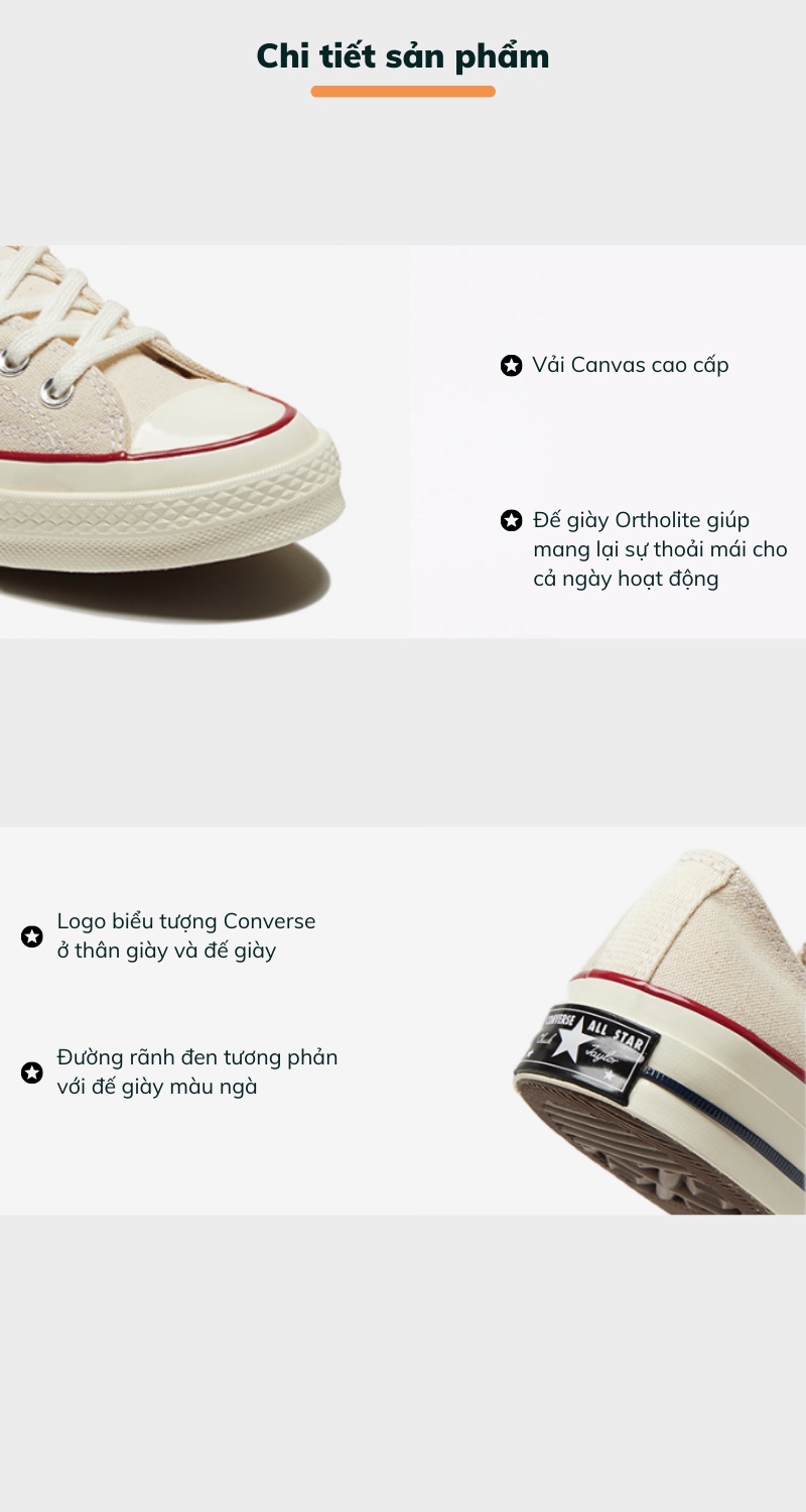 Mô tả Giày Converse Chuck Taylor 1970s Low Top Parchment - 162062C - 3