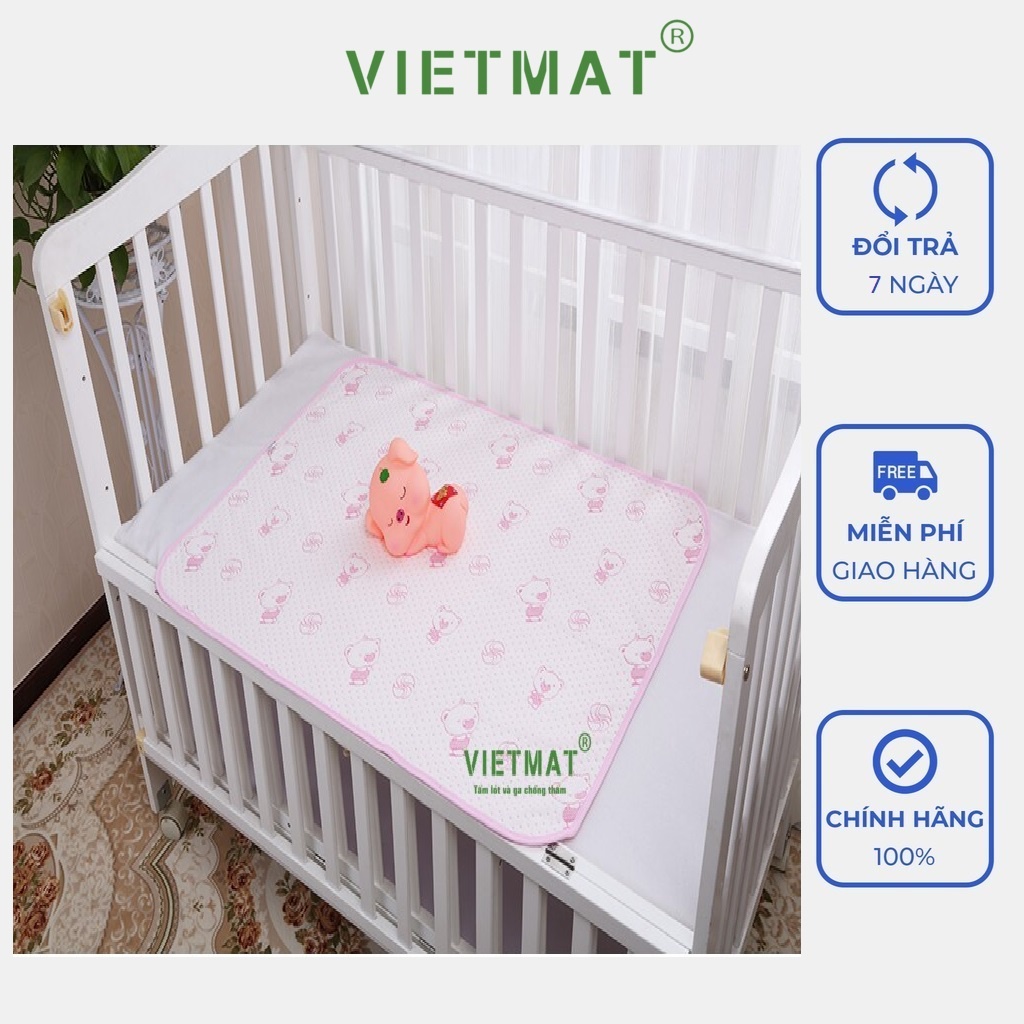 Mô tả 2 chiếc size 50x70cm tấm lót chống thấm cho bé Vietmat mềm êm, thoáng mát, không nóng bí lưng - 3