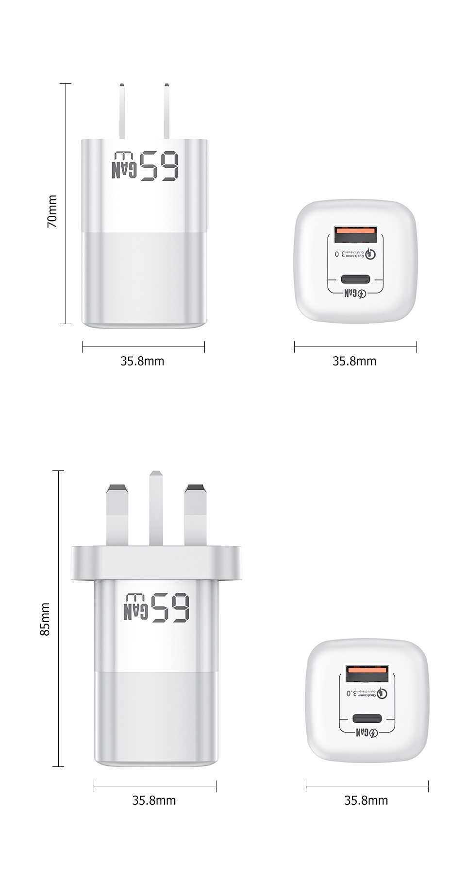 Mô tả Củ Sạc Nhanh Kuulaa GaN 65W USB C QC PD 4.0 3.0 USB-C Type C Cho Macbook Pro IPhone Samsung - 10