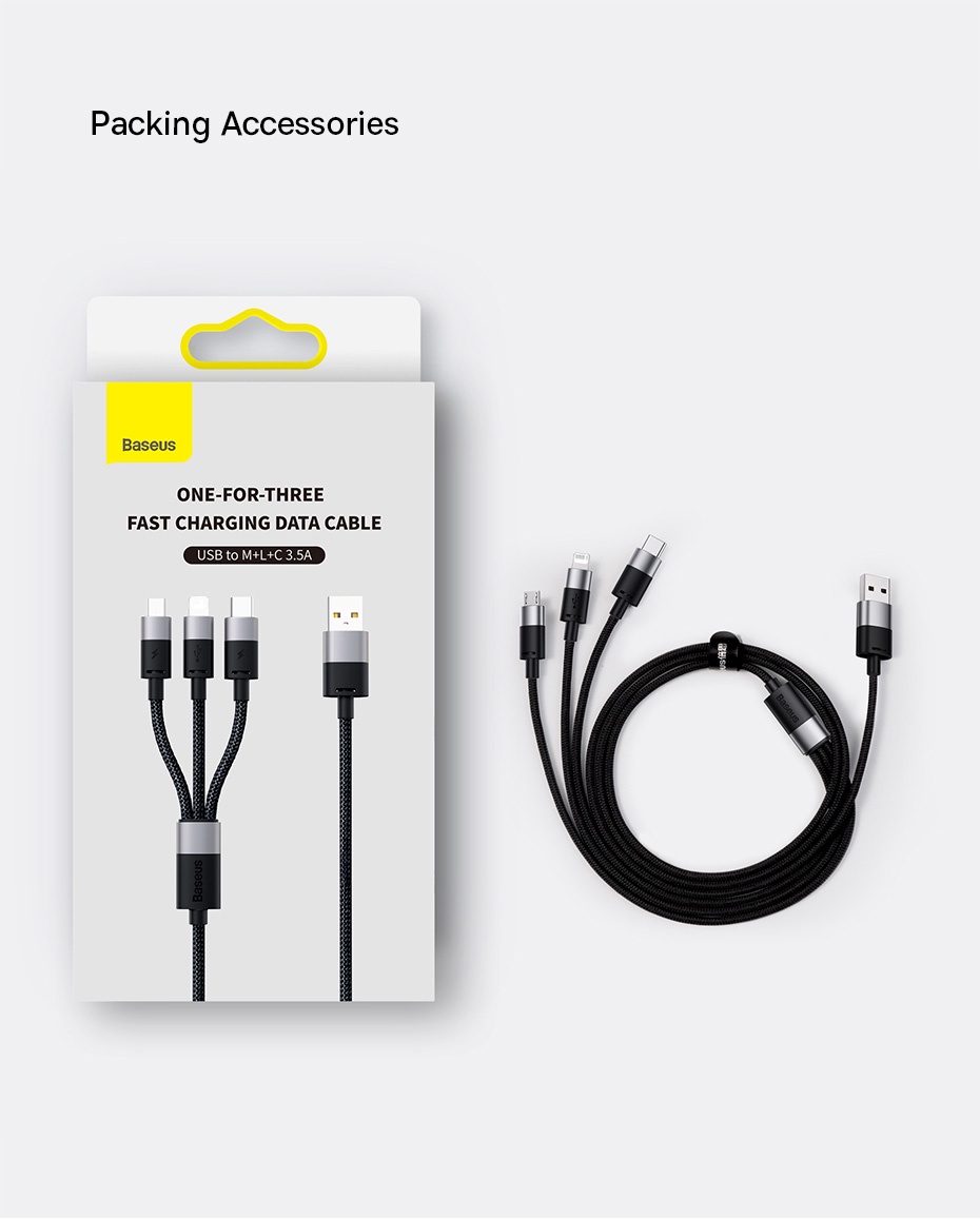 Mô tả Cáp sạc BASEUS 3 trong 1 micro USB type C thích hợp cáp sạc nhanh cho ip 14 13 12 pro max 3.5a Samsung Xiaomi Redmi - 12