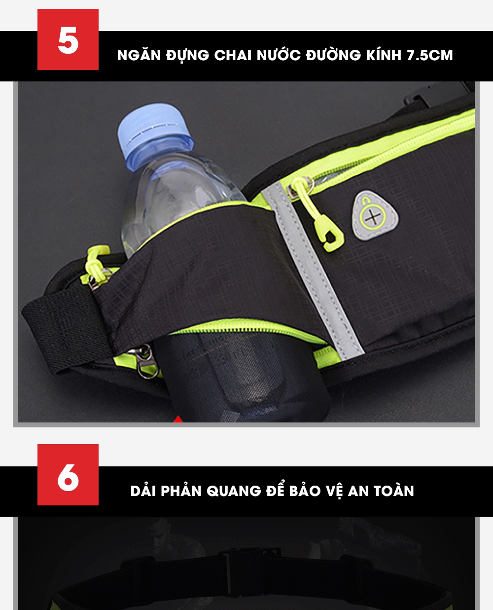 Mô tả Túi đeo bụng chạy bộ, đai đeo điện thoại chạy bộ nam nữ chính hãng GoodFit GF106RB - 7