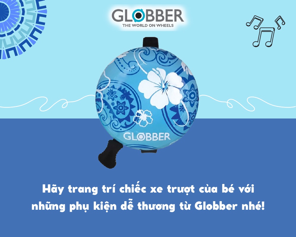 Mô tả Chuông báo sành điệu cho xe trượt Globber - Xanh Pastel/Họa tiết hoa - 3