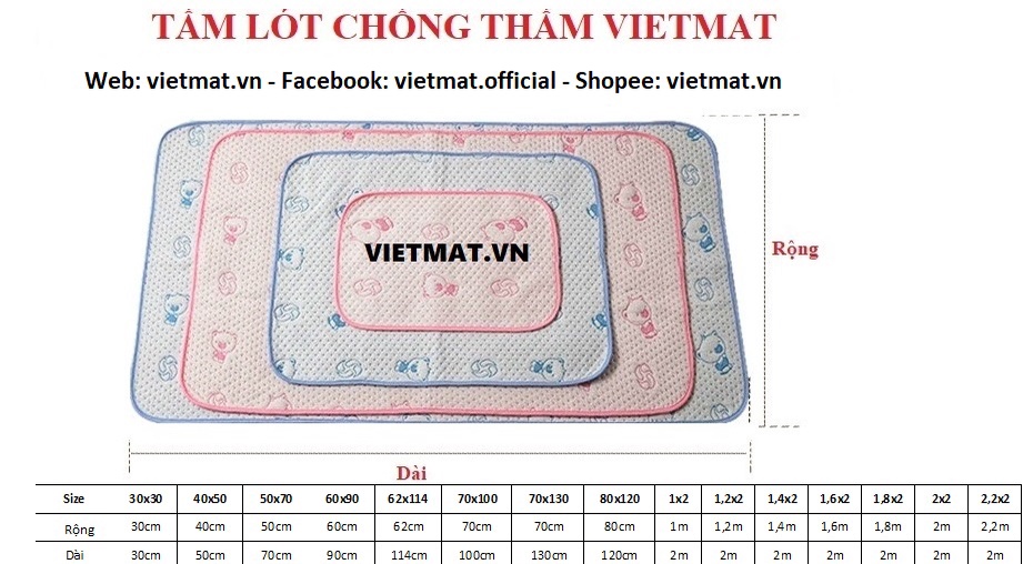 Mô tả Tấm lót chống thấm cho bé VIETMAT 3 tấm size 50x70cm - 2