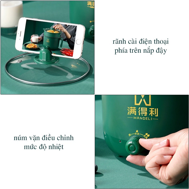 Mô tả Nồi Lẩu Điện Nấu Mì Mini 2 Tầng Có Giá Hấp Đa Năng – Bộ Nồi Đa Năng Nướng, Luộc, Xông Mũi Họng, Chiên Chống Dính Amalife - 4