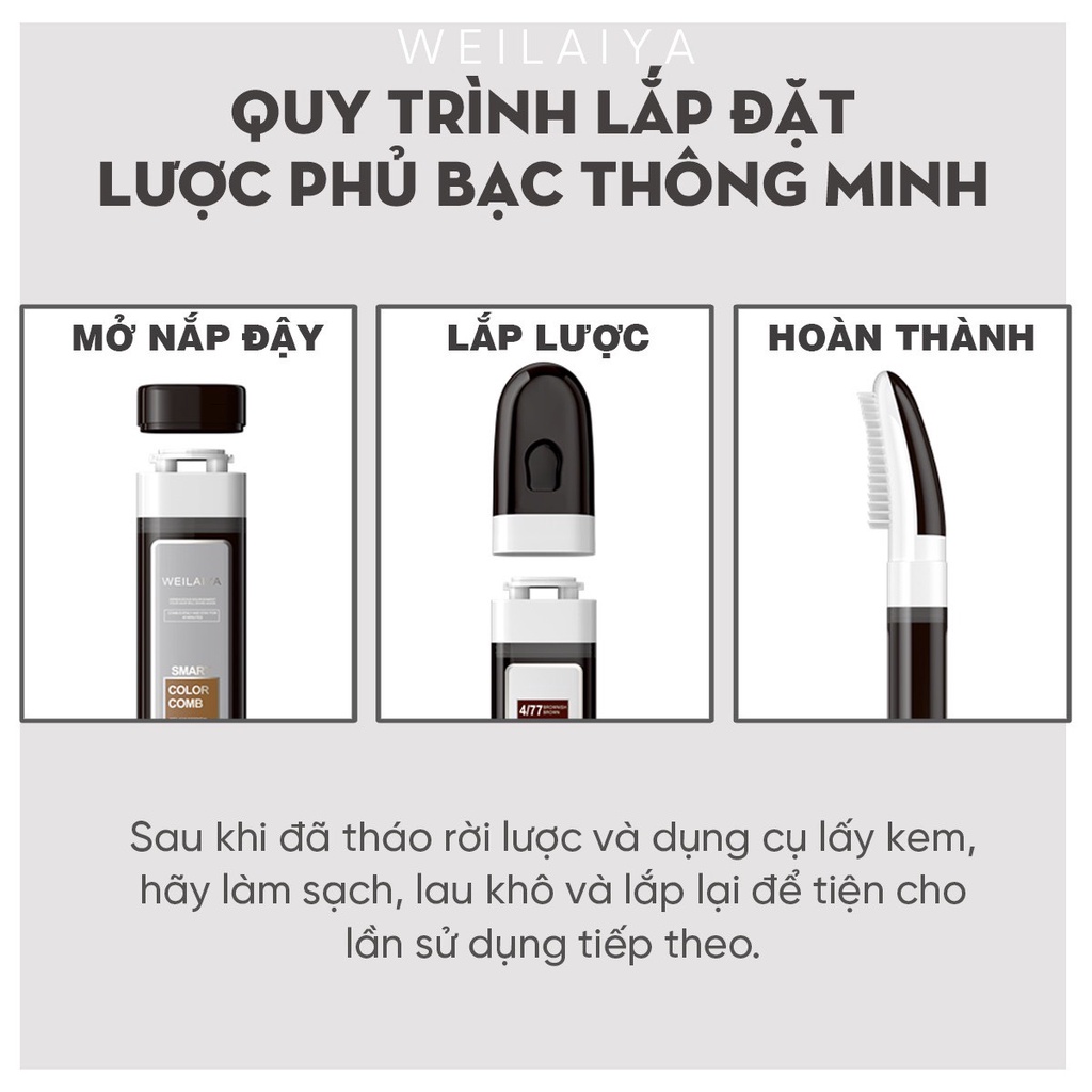 Mô tả Dầu Gội Đen Tóc Phủ Bạc Weilaiya 100ml - màu Đen Tự nhiên - Không hôi - Không xót da đầu - 6