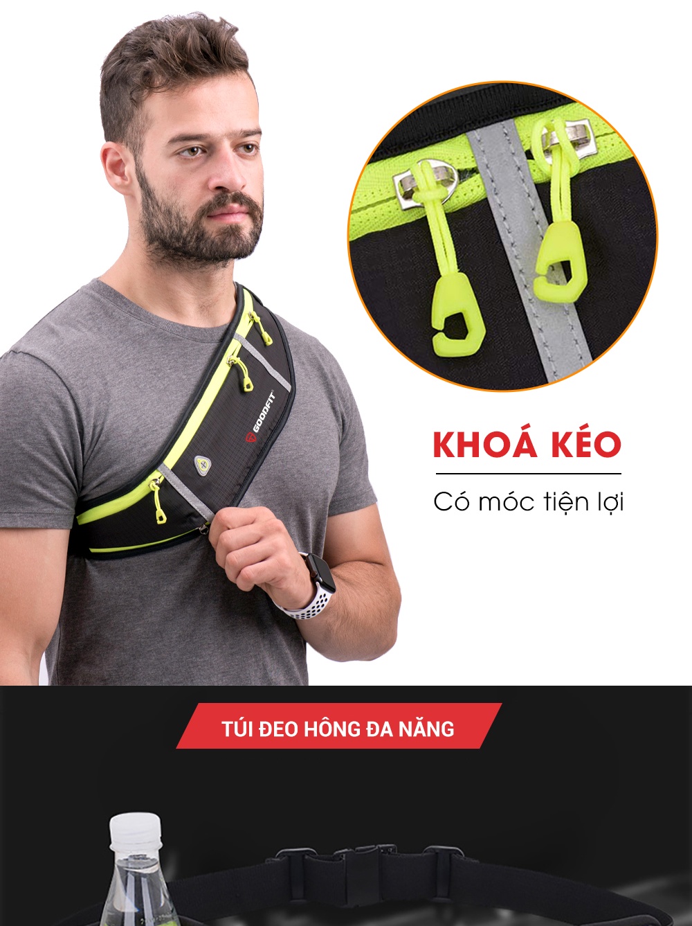 Mô tả Túi đeo bụng chạy bộ, đai đeo điện thoại chạy bộ nam nữ chính hãng GoodFit GF106RB - 9