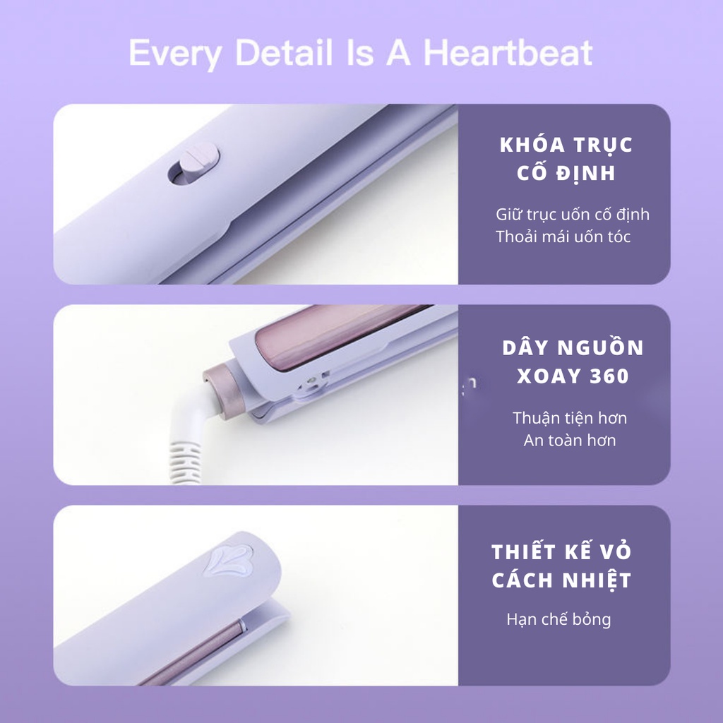 Mô tả Máy Uốn Tóc Dập Xù Nanomax XN-838, Nẹp Vuông, Bấm Phồng Chân Tóc Tự Nhiên Không Lộ Nếp, Tích Hợp Ion Bảo Vệ Tóc - 8
