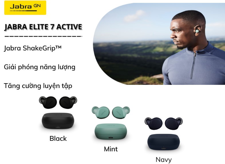 Mô tả Tai Nghe Bluetooth True Wireless JABRA ELITE ACTIVE 7 Chống ồn ANC 2 micro IP57 Mono Model - 1