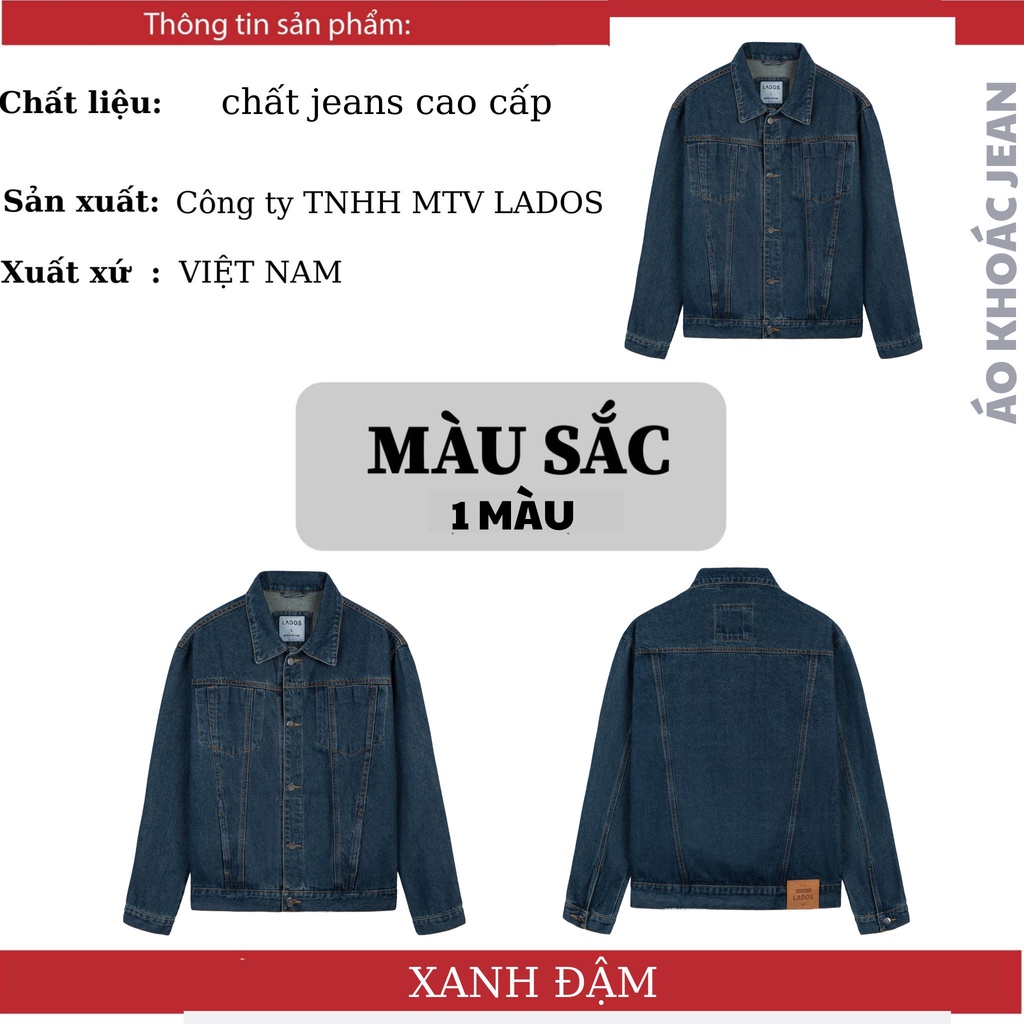 Mô tả Áo khoác jean nam xanh đậm phong cách thời trang LADOS-2078 cá tính, dễ phối đồ, cao cấp - 2