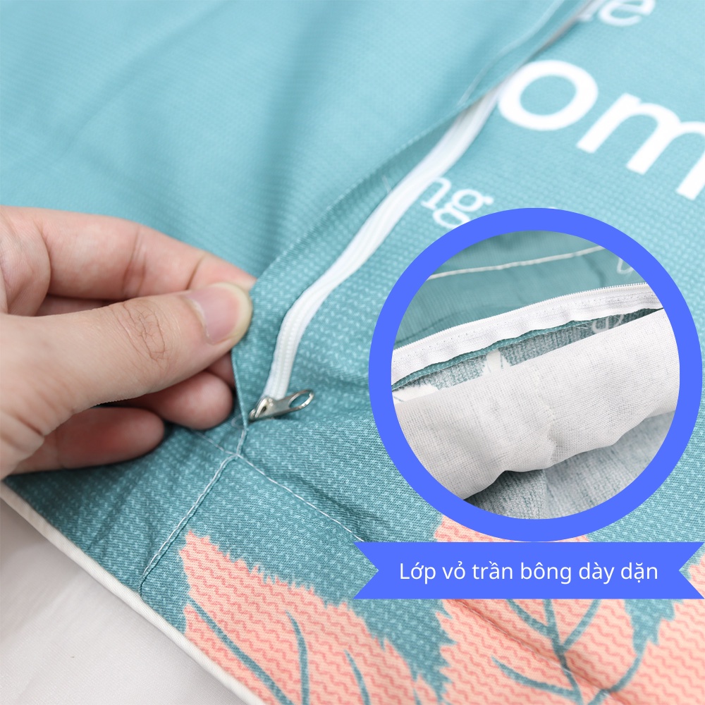 Mô tả Vỏ Gối Nằm Cotton 100% lạnh, Áo gối nằm 45x65cm Hàn Quốc cao cấp (Có lót bông - ZingZingMart) - 1