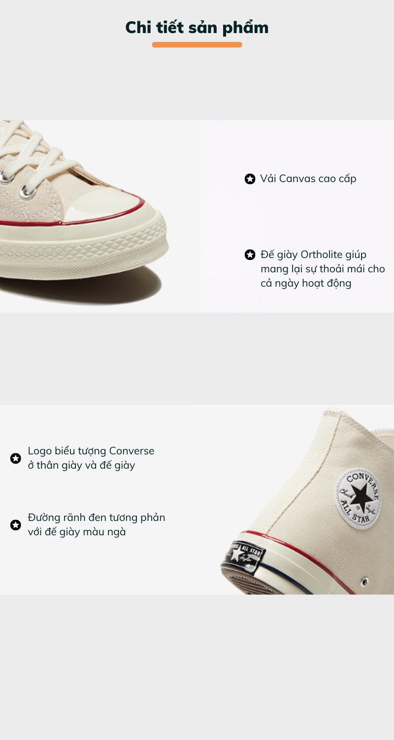 Mô tả Giày Converse Chuck Taylor 1970s High Top Parchment - 162053C - 3