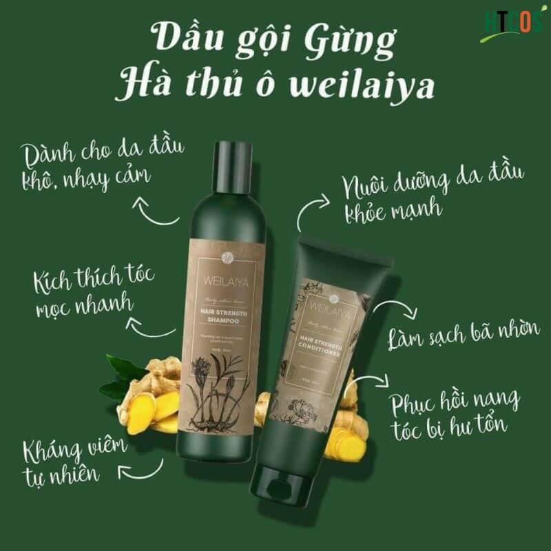 Mô tả Dầu gội gừng hà thủ ô Weilaiya Zingiber Officinale Juice dưỡng đen, kích thích mọc tóc 400ml - 3
