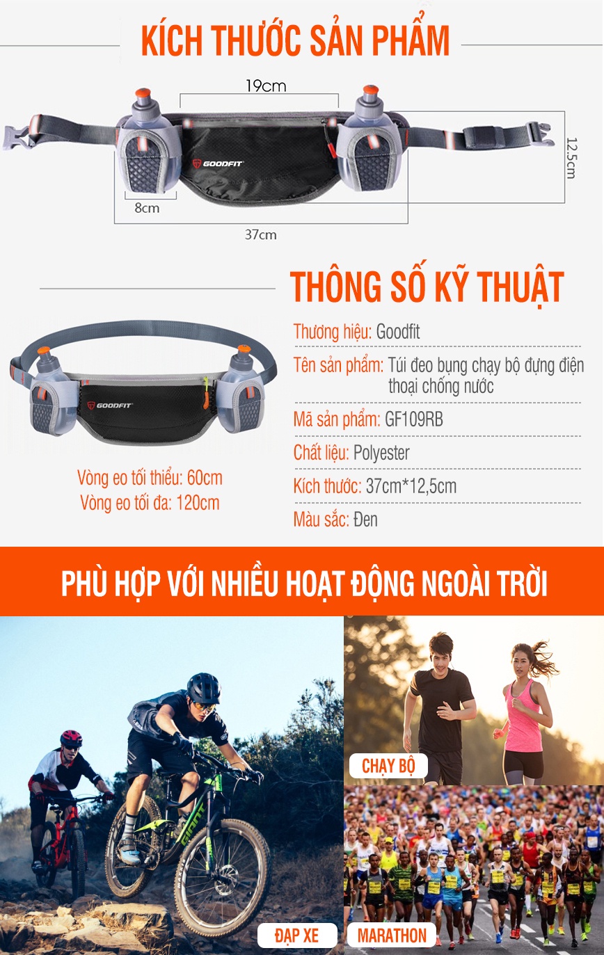 Mô tả Túi chạy bộ có 2 ngăn đựng nước chính hãng GoodFit GF109RB - 11