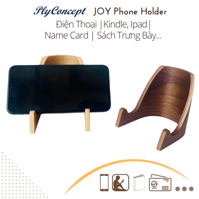Mô tả Giá đỡ điện thoại Nằm Ngang, Kindle, Name card gỗ uốn cong PlyConcept Phone Holder - 1