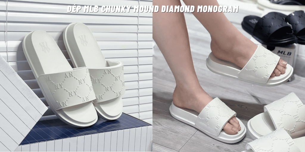 CHUNKY MOUND DIA MONOGRAM NEW YORK YANKEES SLIDES