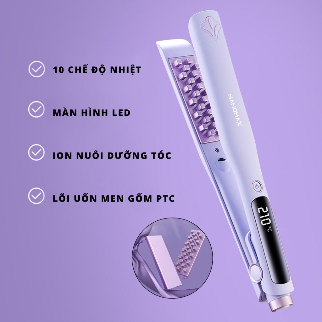 Mô tả Máy Uốn Tóc Dập Xù Nanomax XN-838, Nẹp Vuông, Bấm Phồng Chân Tóc Tự Nhiên Không Lộ Nếp, Tích Hợp Ion Bảo Vệ Tóc - 7