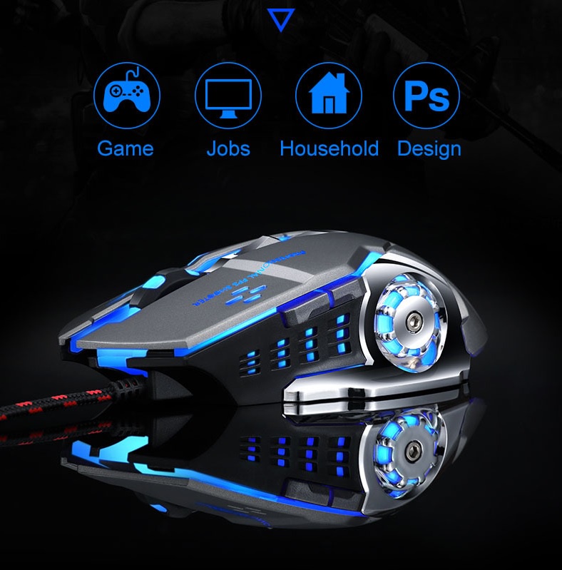 Mô tả Chuột có dây gaming ZTU Smart V6 Led Tự động đổi màu sắc, Chuột chơi game 6 Nút Bấm DPI 3600 - 5