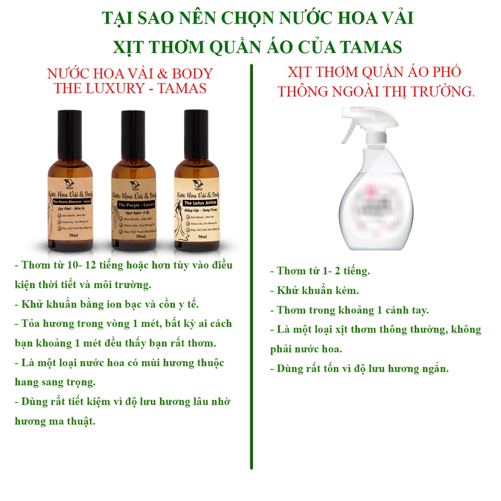 Mô tả Nước Hoa Vải & Body The Lotus Airline Luxury TAMAS chai 10ml, 50ml - 2